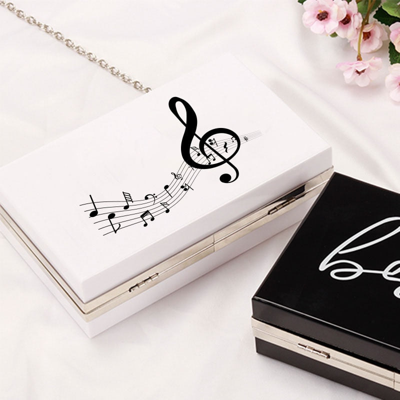 Music Notes White Handbag