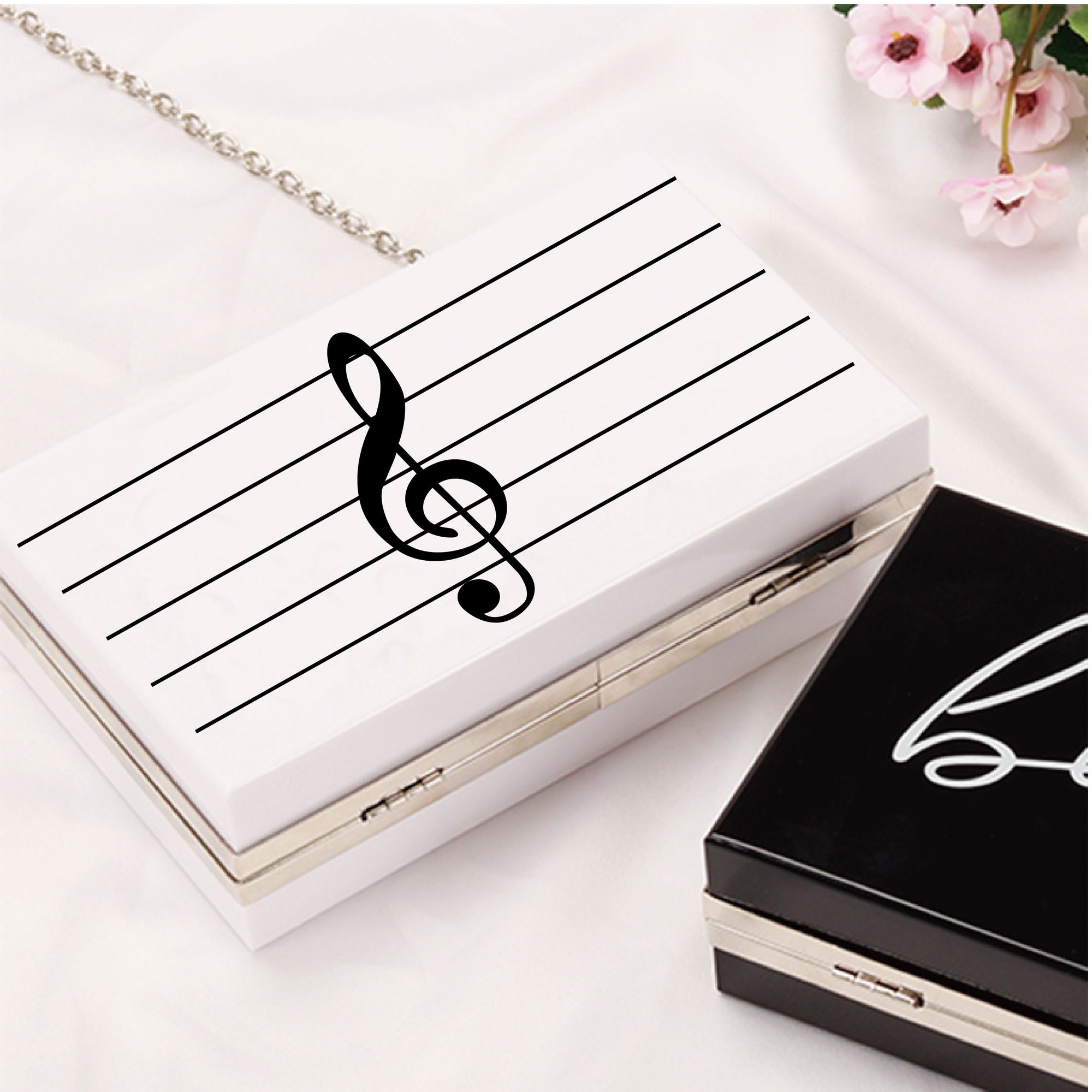 Music Notes White Women's Bag