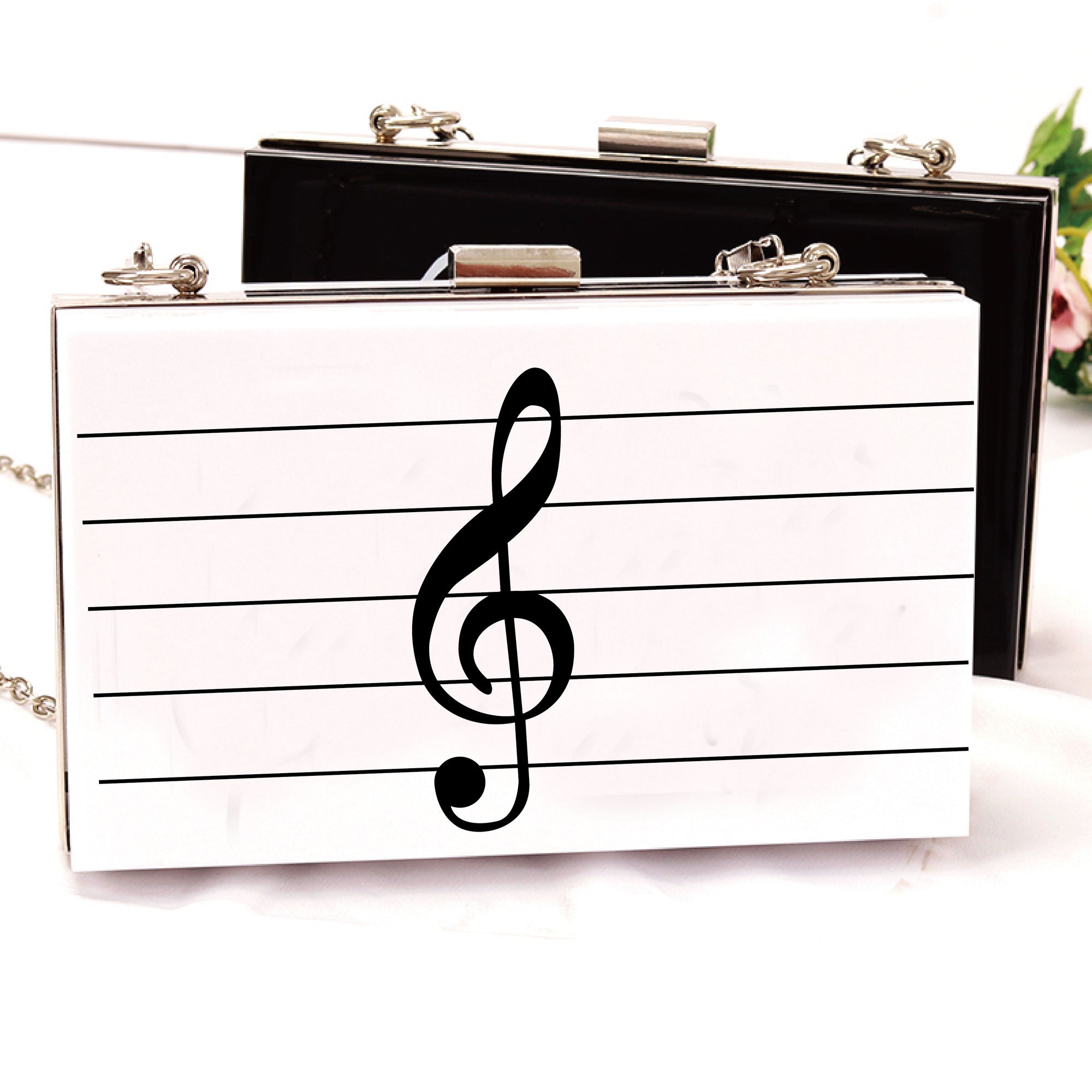 Music Notes White Women's Bag