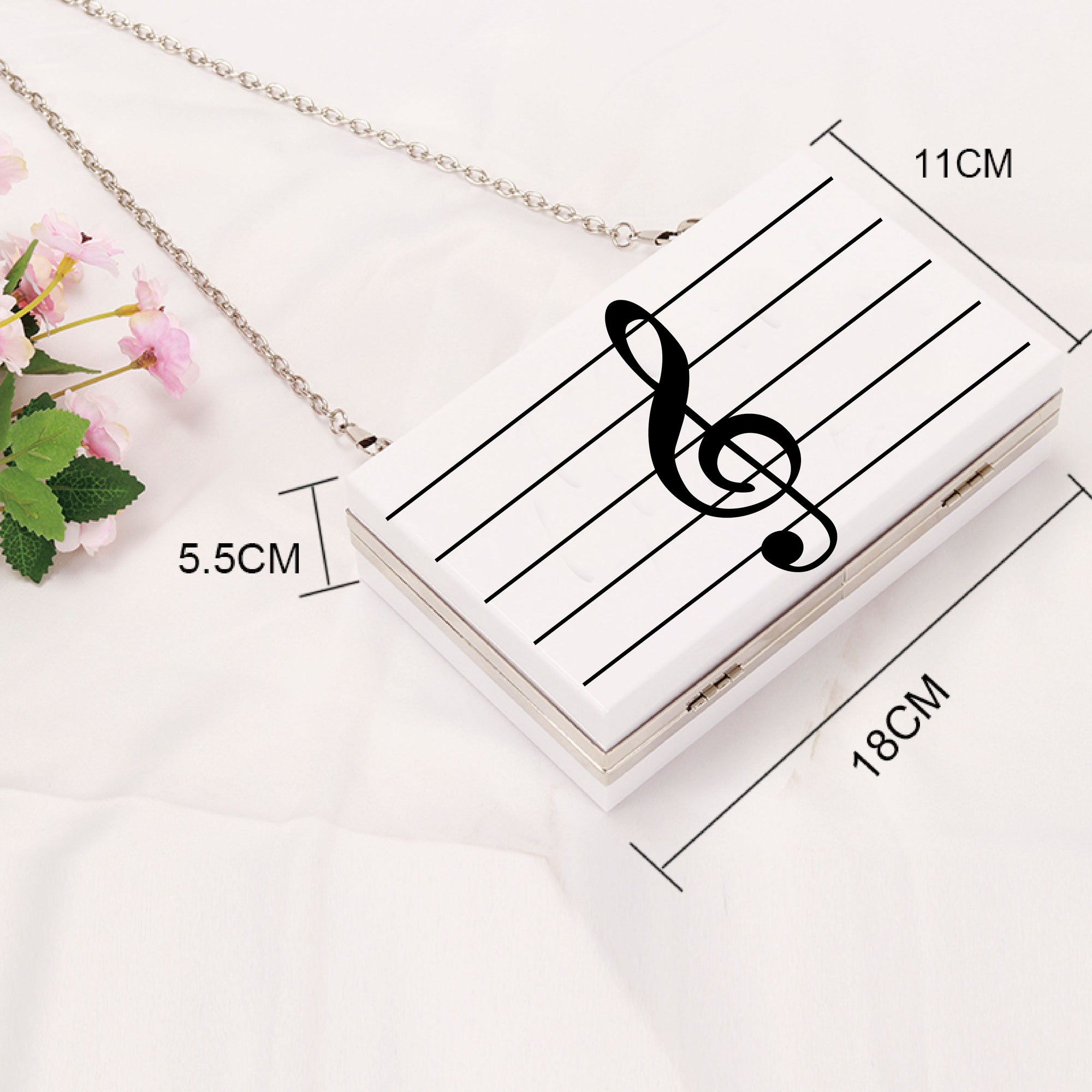 Music Notes White Women's Bag
