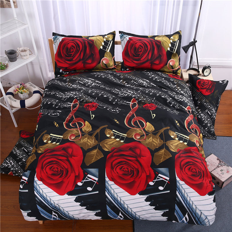 Piano Red Rose Bedding Set