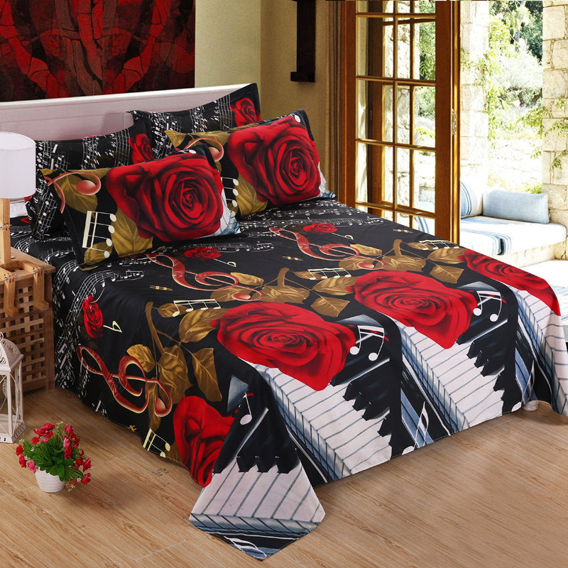 Piano Red Rose Bedding Set