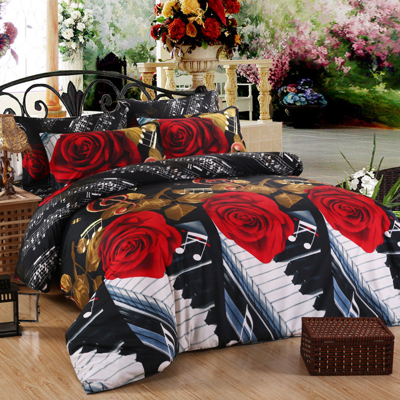 Piano Red Rose Bedding Set