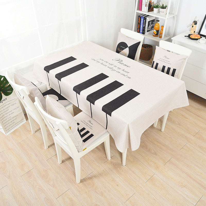 Piano Key White Table Cloth