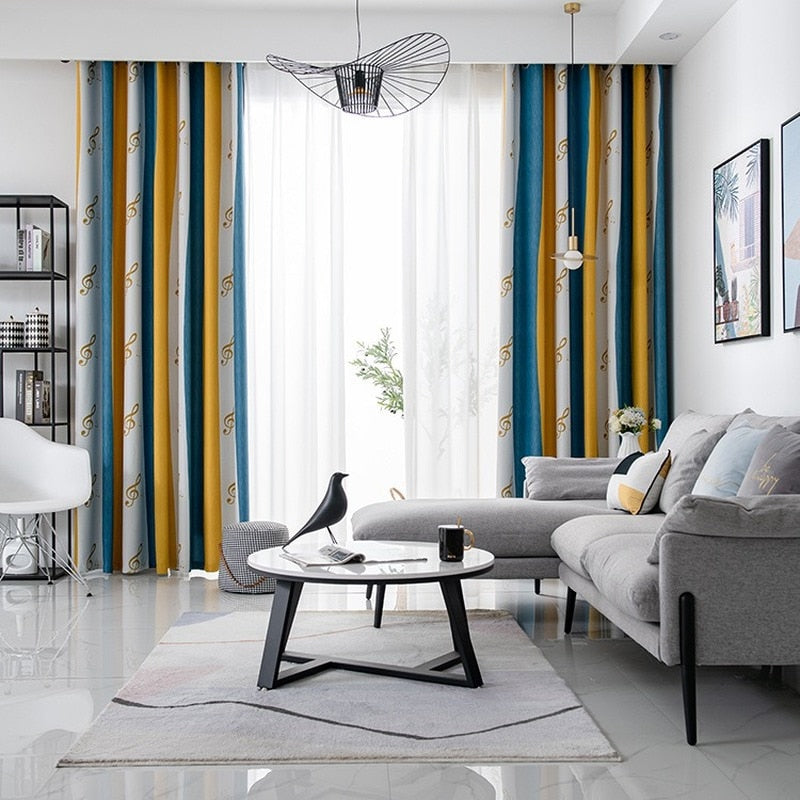 Treble Clef Print Curtain