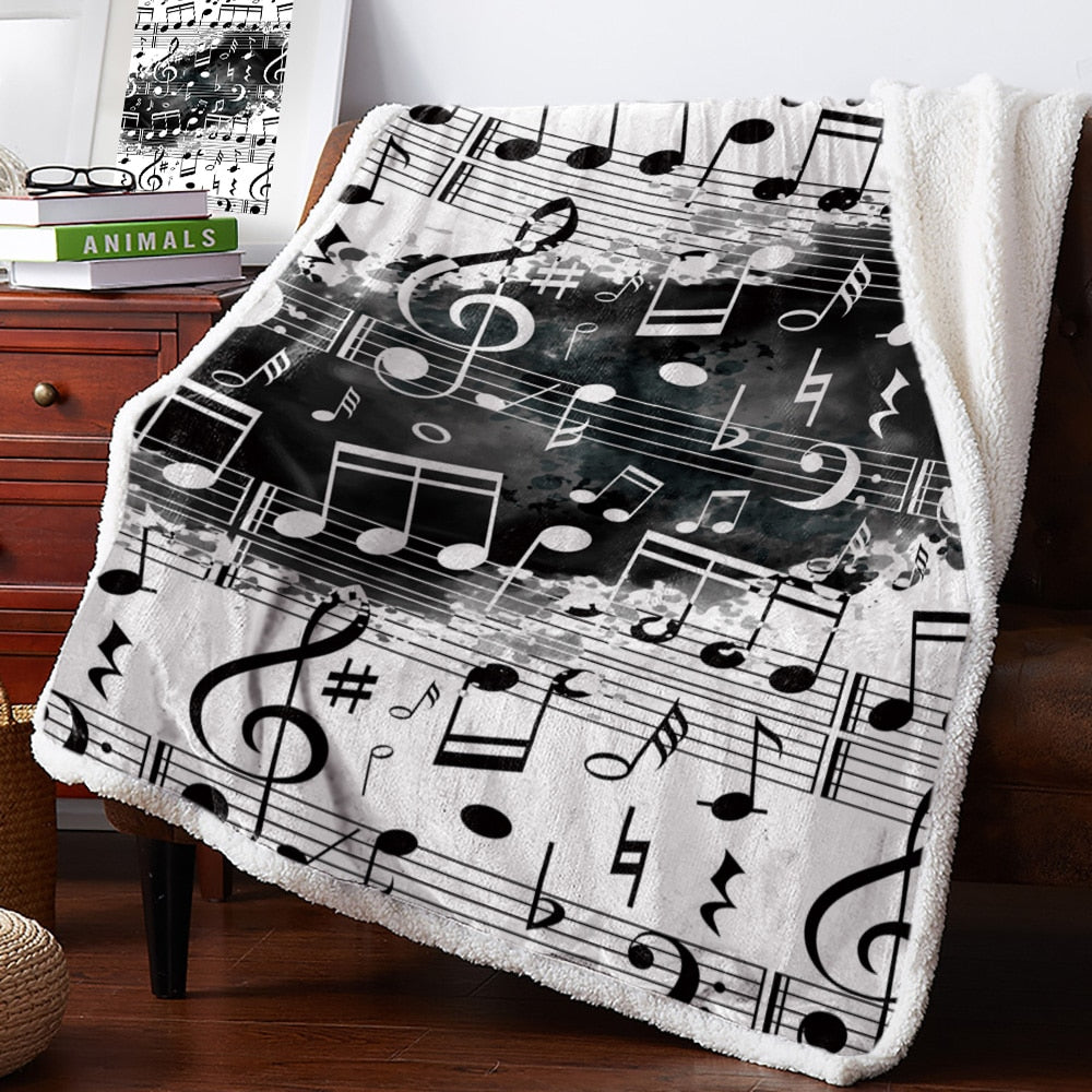 Music Notes B&W Blanket