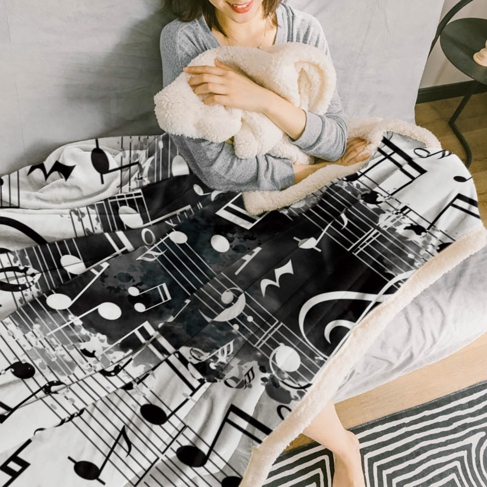 Music Notes B&W Blanket