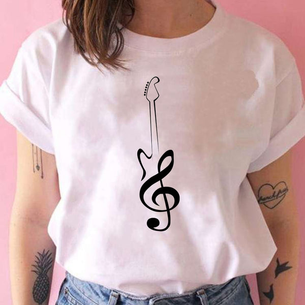 Music Guitar White T-shirt - Artistic Pod