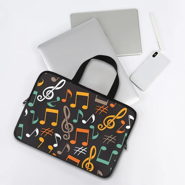 Music Notes Pattern Tablet Laptop Bag - Artistic Pod