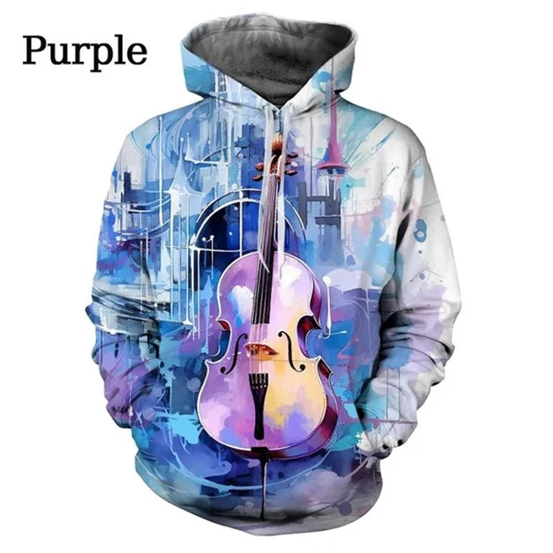 Graffiti Violin 3D Graphic Hoodie