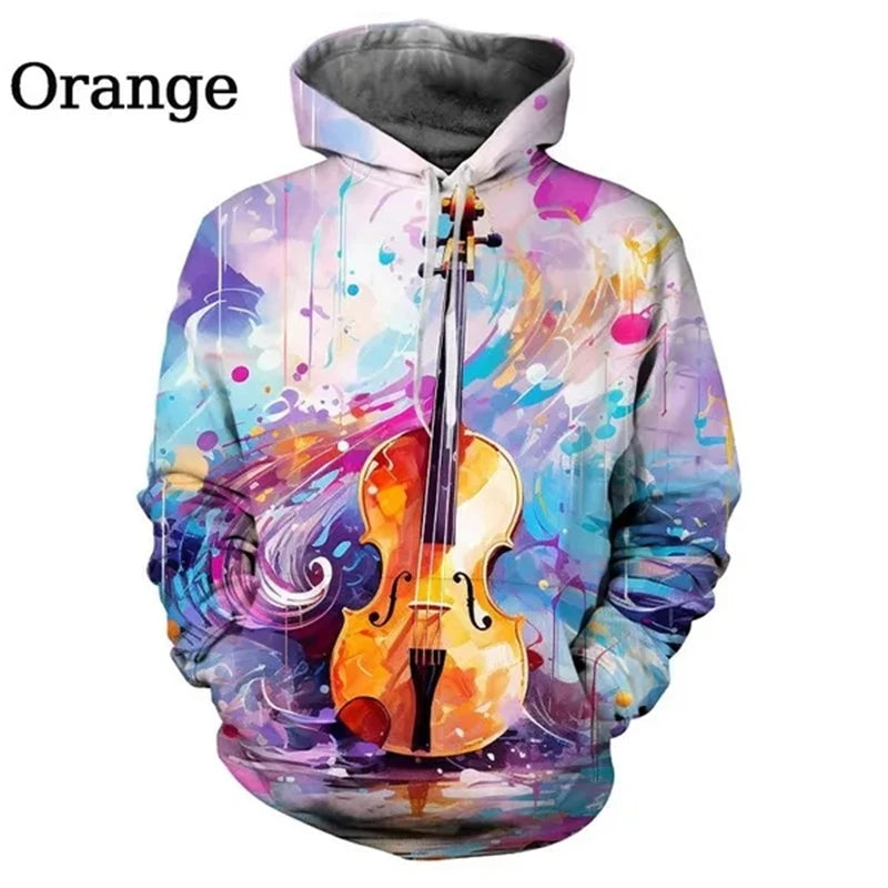 Graffiti Violin 3D Graphic Hoodie