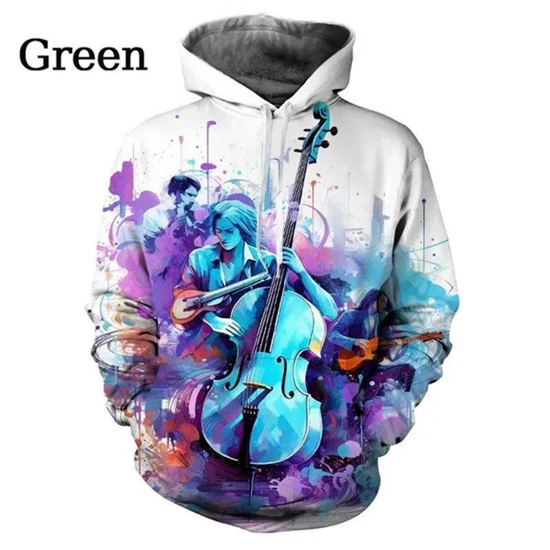Graffiti Violin 3D Graphic Hoodie