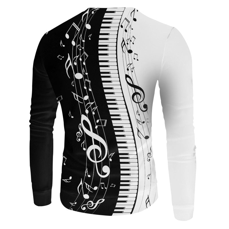 Graphic Music Notes Piano Print Sweatshirt