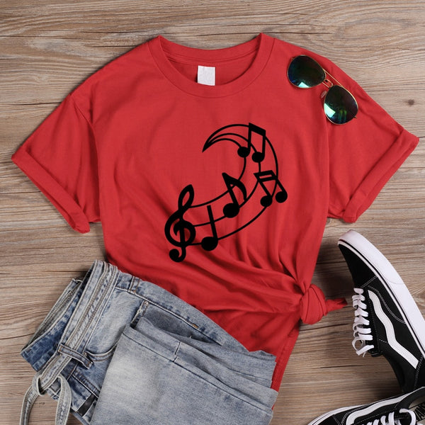 Music Note Moon Graphic T-shirt - Artistic Pod