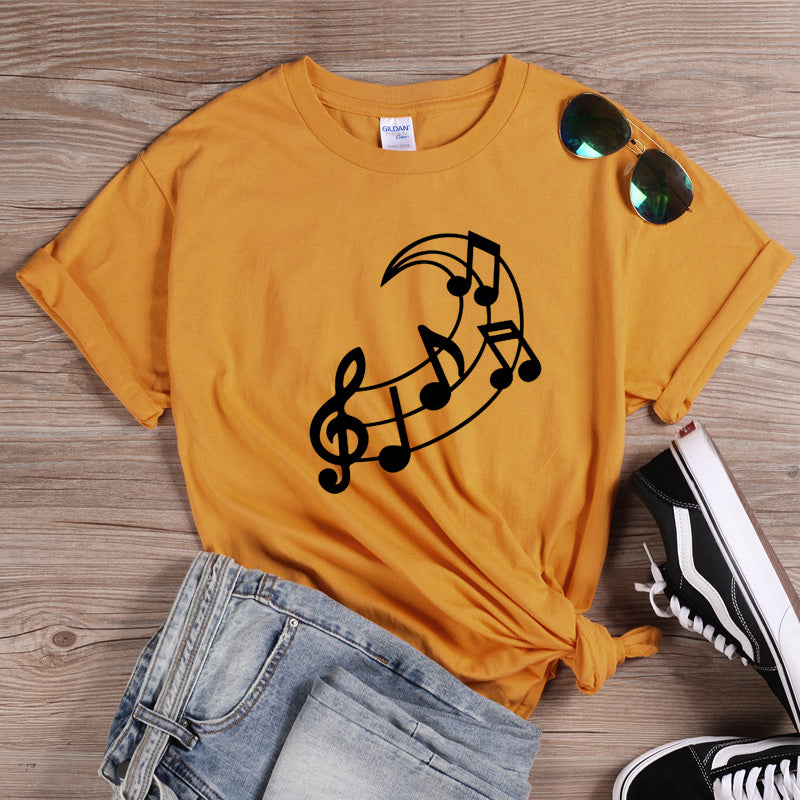 Music Note Moon Graphic T-shirt