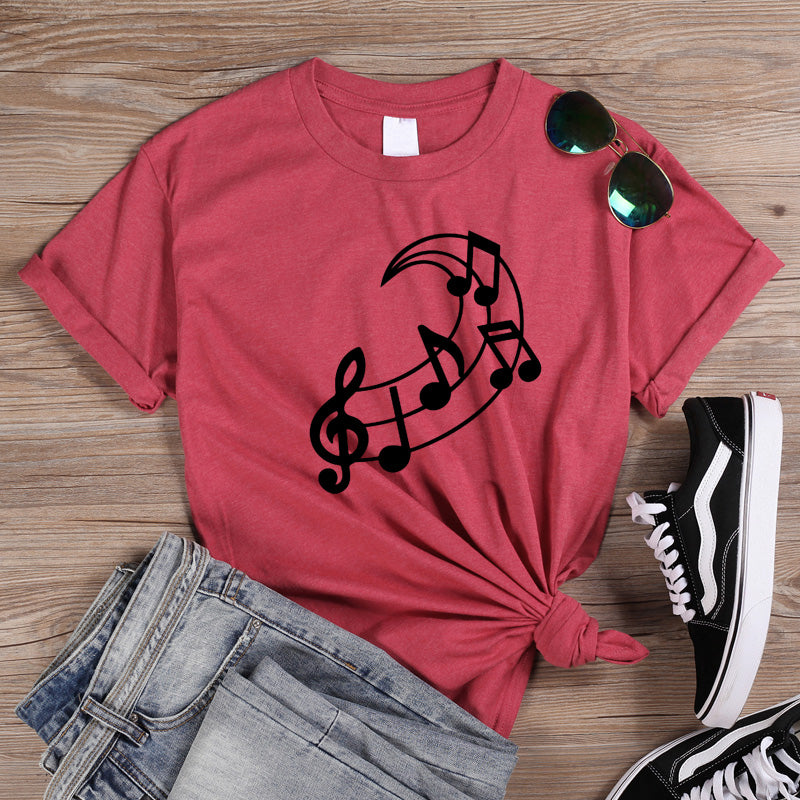 Music Note Moon Graphic T-shirt