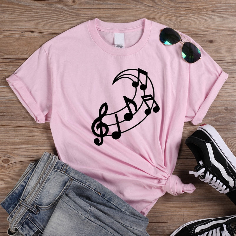 Music Note Moon Graphic T-shirt