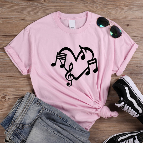 Music Notes Heart Love Graphic T-shirt - Artistic Pod
