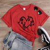 Music Notes Heart Love Graphic T-shirt - Red / XS - { shop_name }} - Review