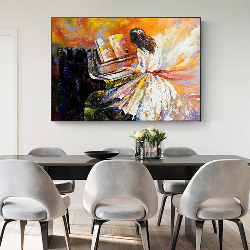 Girl Play The Piano Wall Art