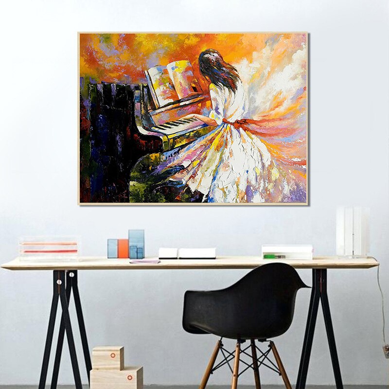 Girl Play The Piano Wall Art