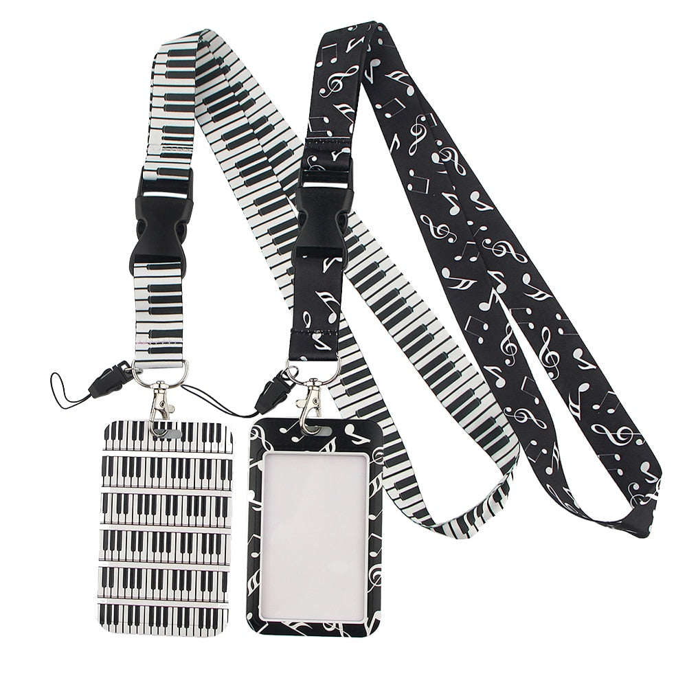 Music Piano Lanyard Vertical Card Holder