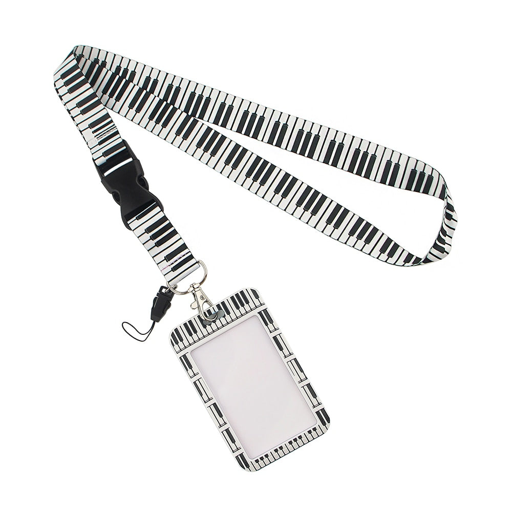 Music Piano Lanyard Vertical Card Holder