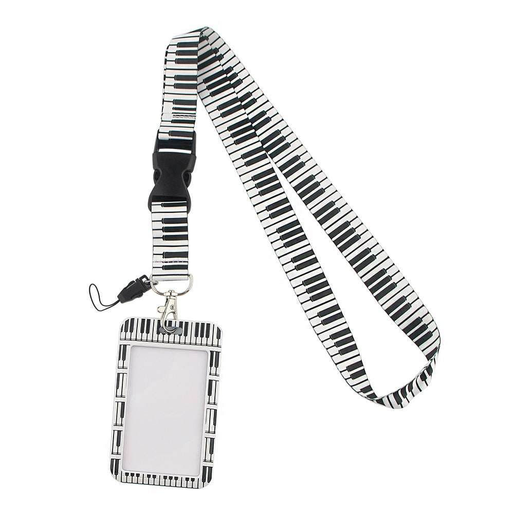 Music Piano Lanyard Vertical Card Holder