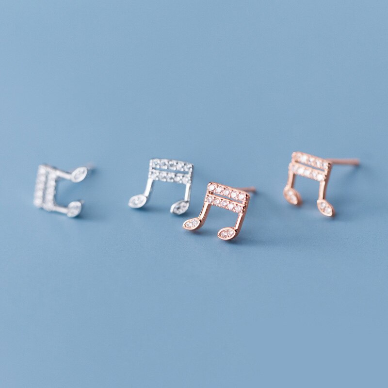 Zircon Music Notes Stud Earrings