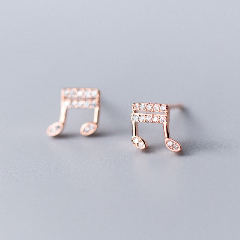 Zircon Music Notes Stud Earrings