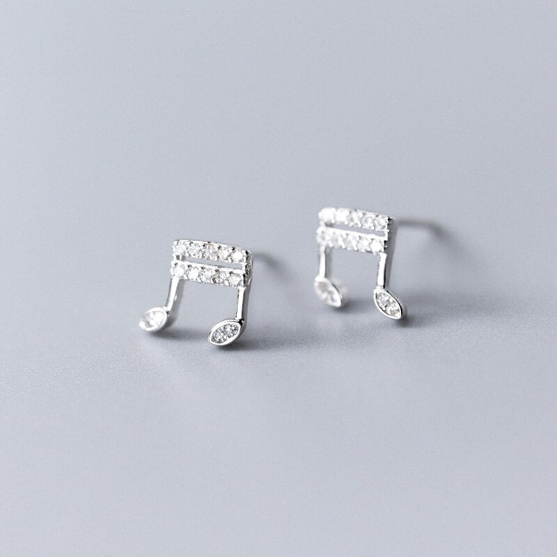 Zircon Music Notes Stud Earrings