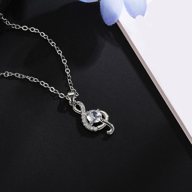 Music Notes Crystal Zircon Necklace