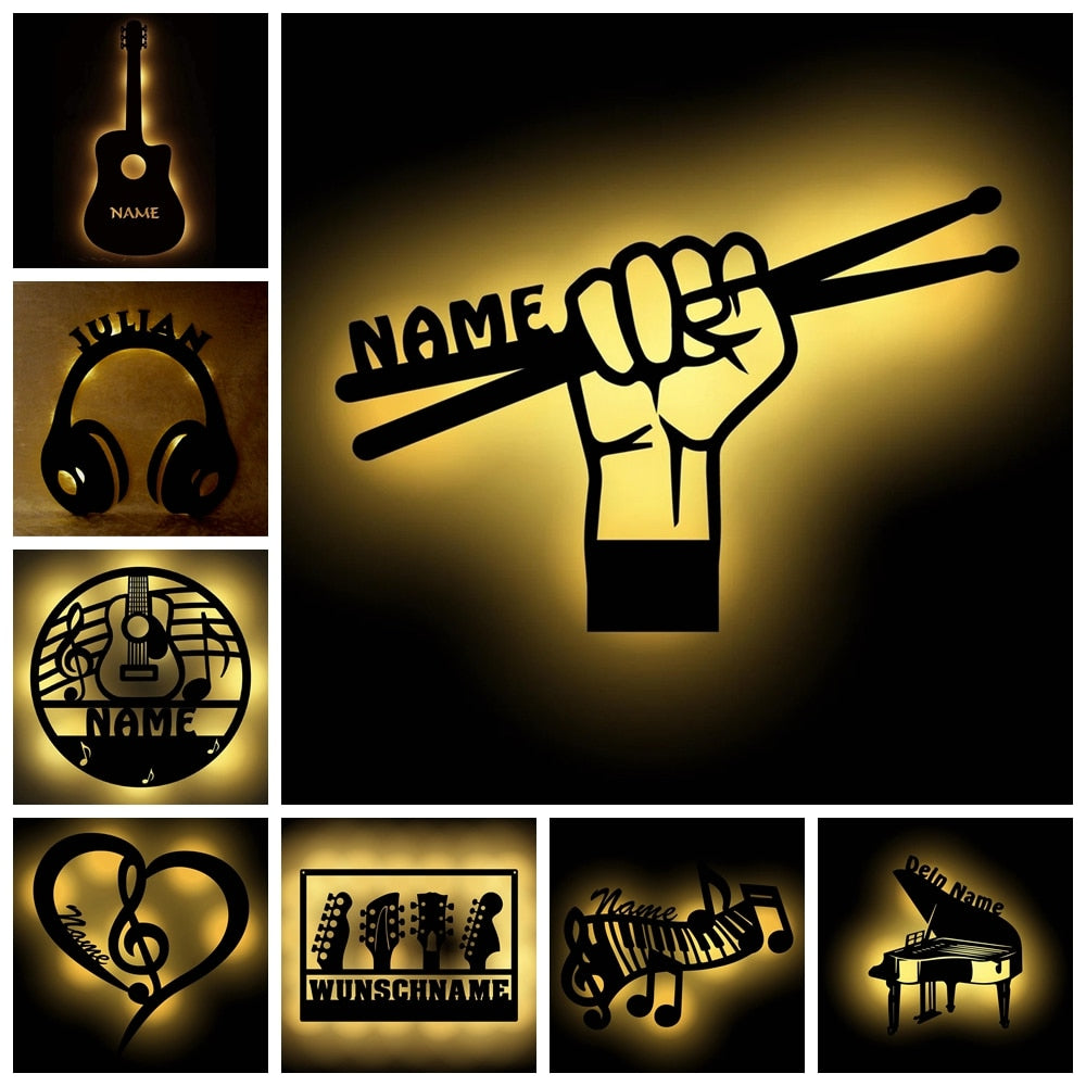 Personalised Music Instruments LED Wood Light