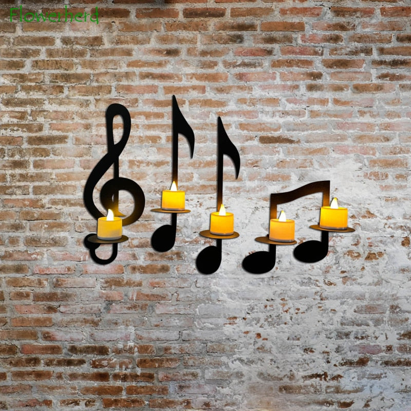 Music Notes Wall Candle Holder