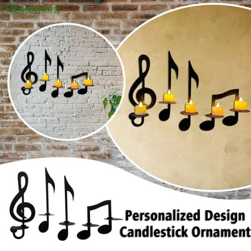Music Notes Wall Candle Holder