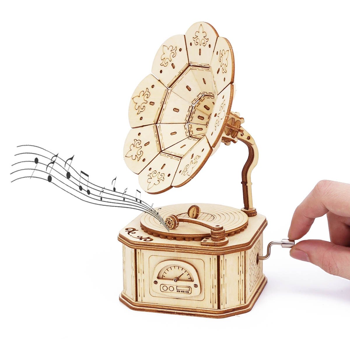 DIY Phonograph Wood Puzzle Music Box