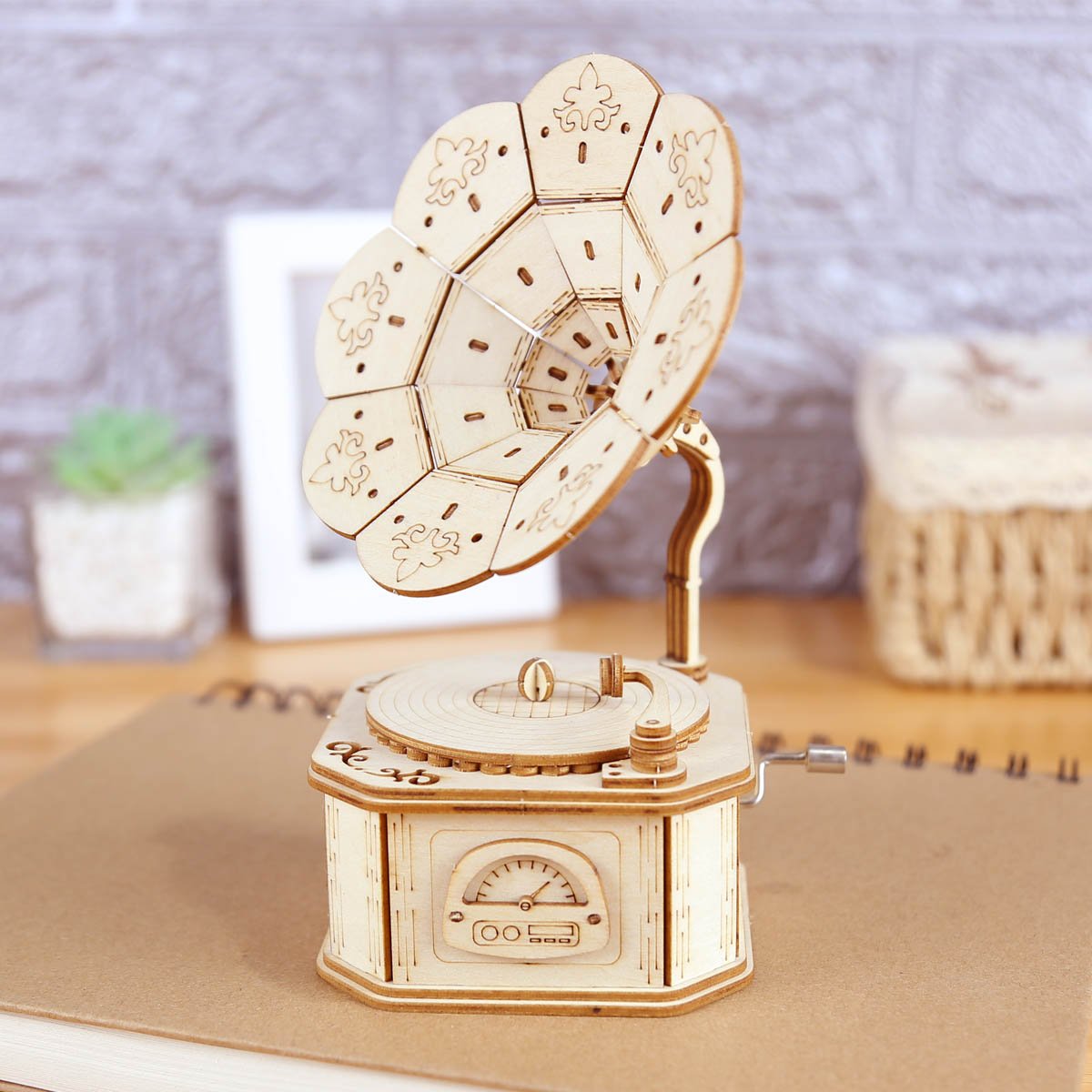 DIY Phonograph Wood Puzzle Music Box