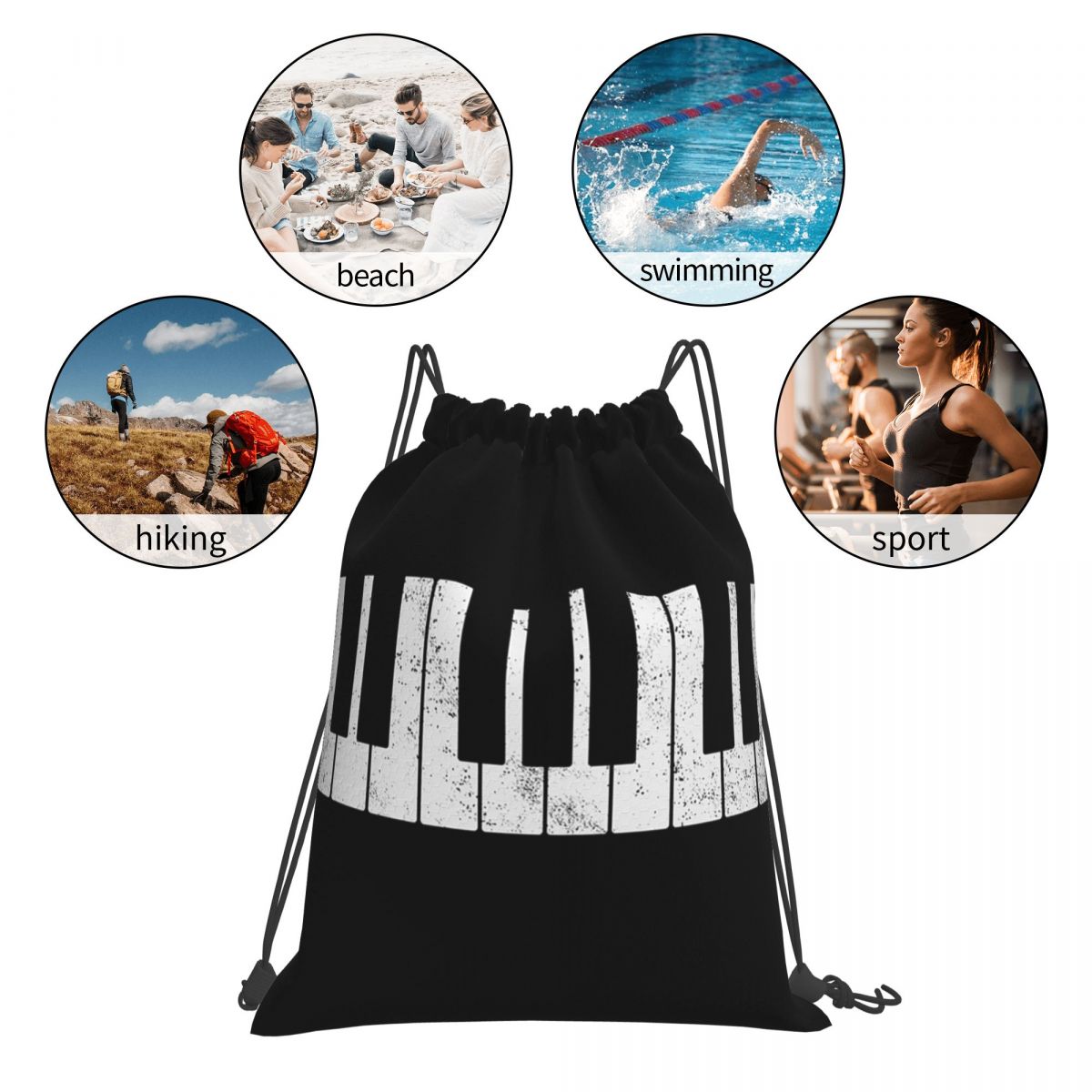 Piano Portable Drawstring Bag