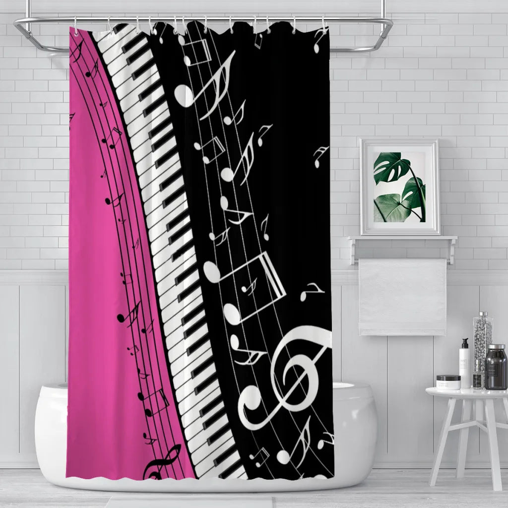Pink Piano & Music Shower Curtain