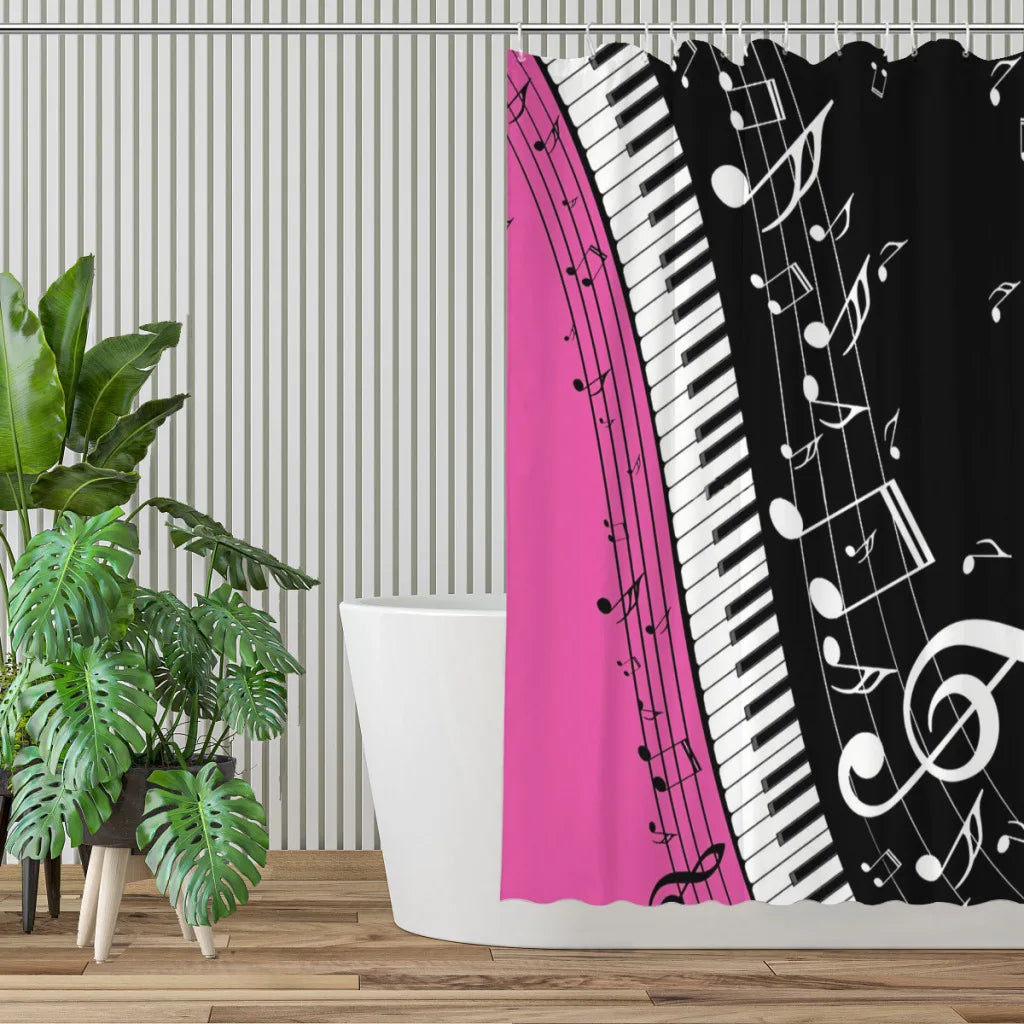 Pink Piano & Music Shower Curtain