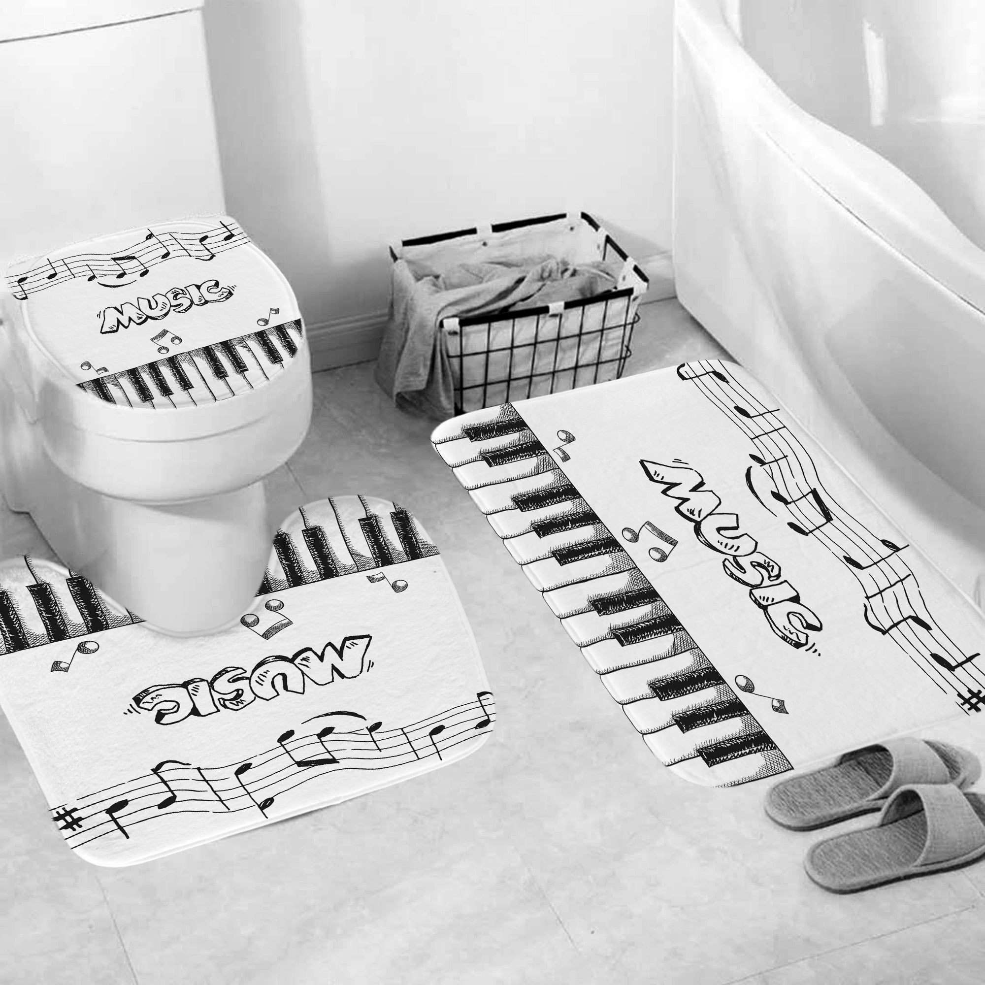 Piano Keys Rug/Lid Cover/Bath Curtain