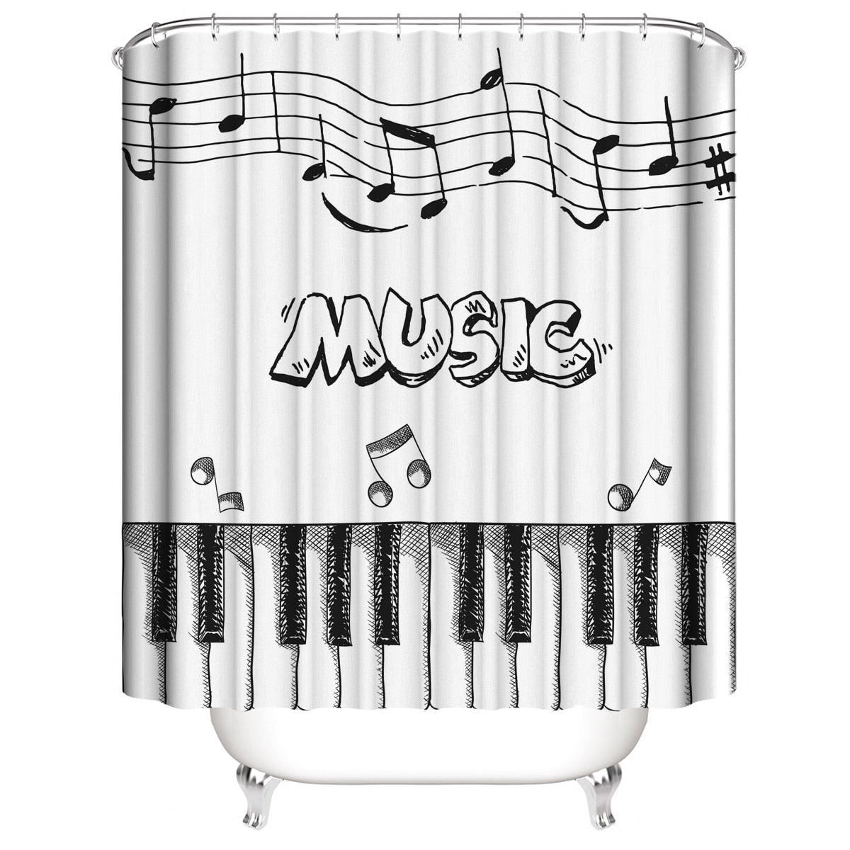 Piano Keys Rug/Lid Cover/Bath Curtain