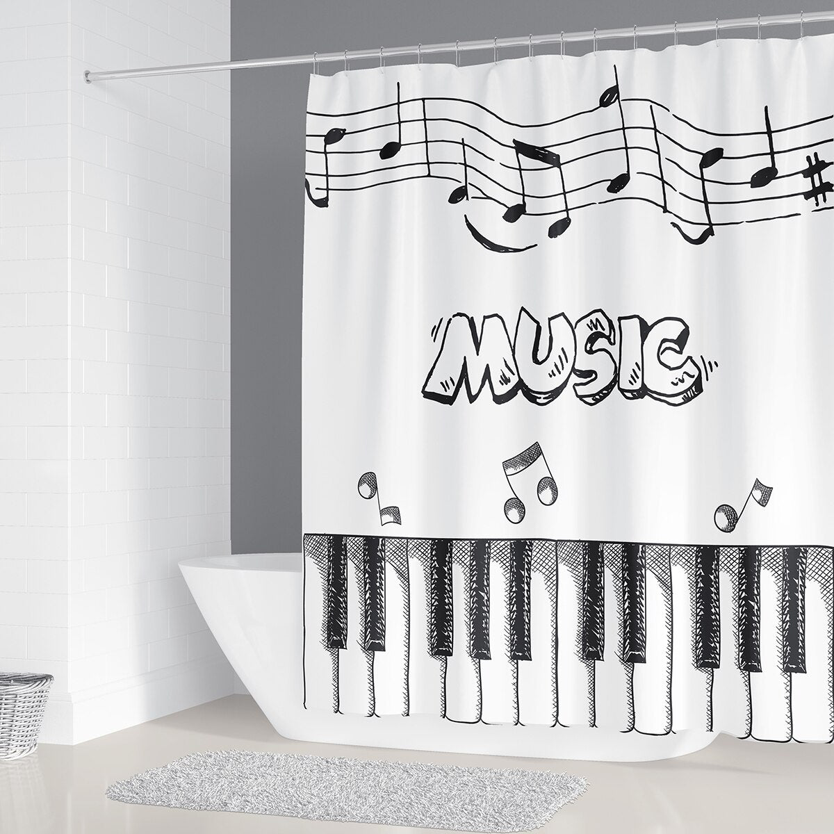 Piano Keys Rug/Lid Cover/Bath Curtain