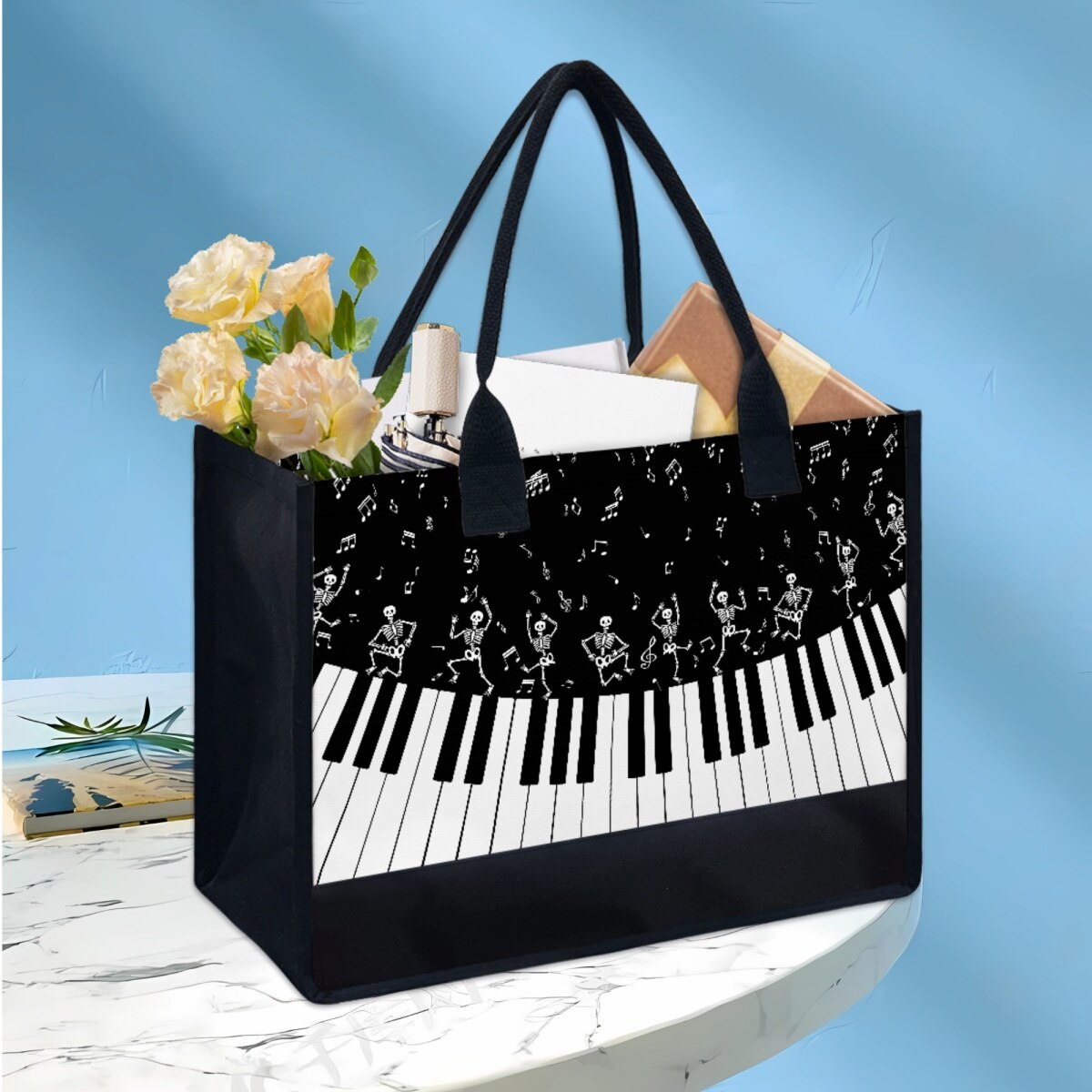 Piano Key Portable Tote Bag