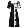 Piano Keys Puff Sleeve Dress