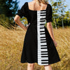 Piano Keys Puff Sleeve Dress