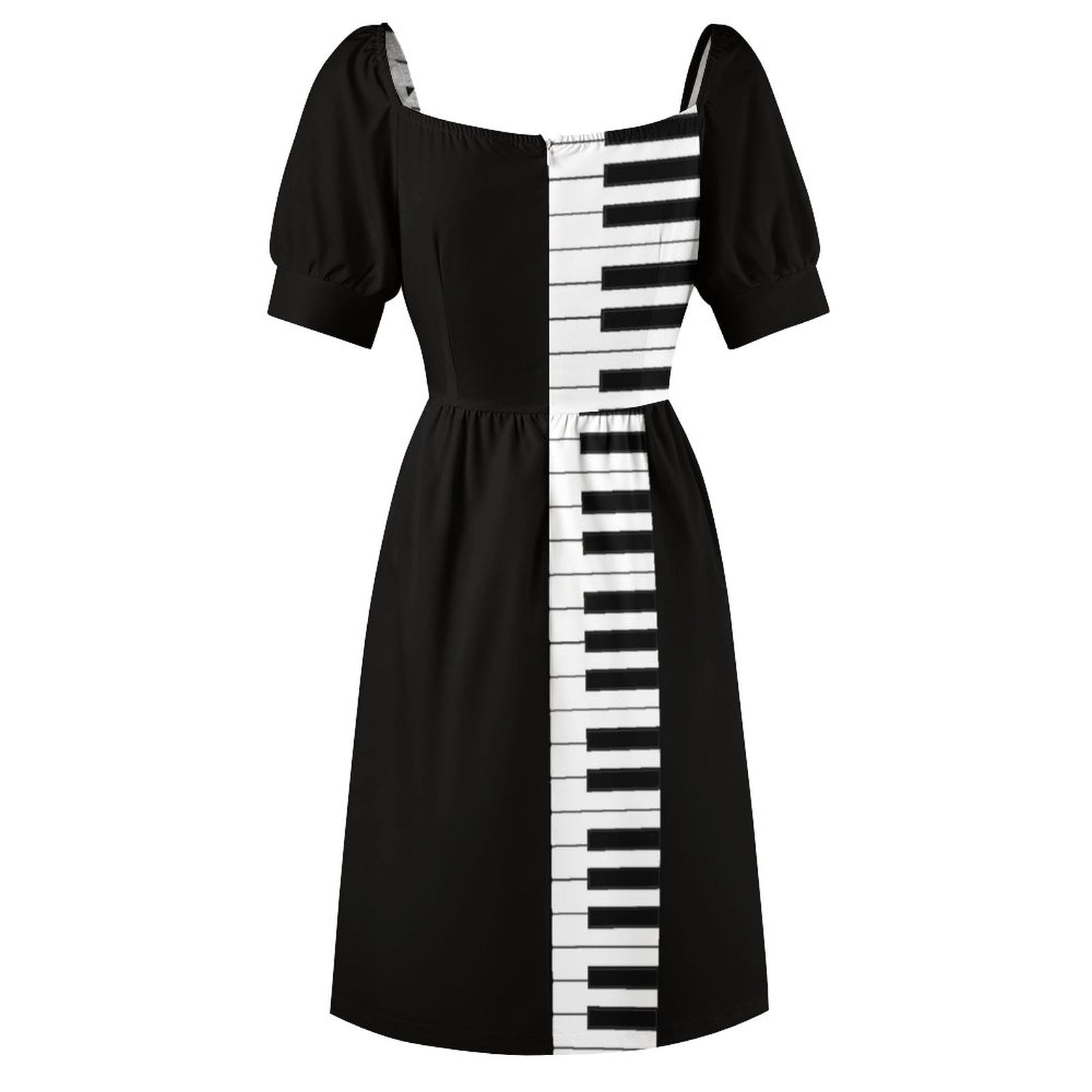 Piano Keys Puff Sleeve Dress