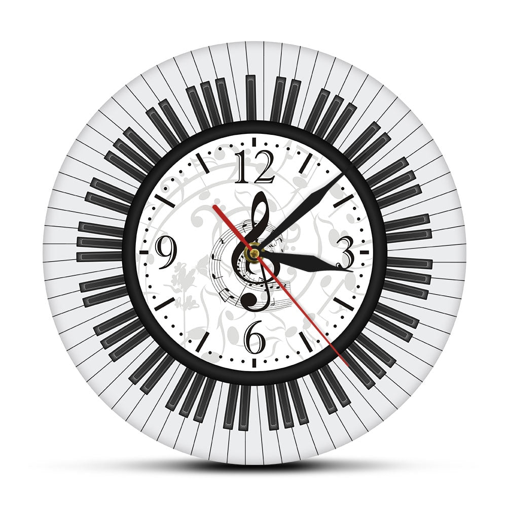 Piano Key Treble Clef Wall Clock