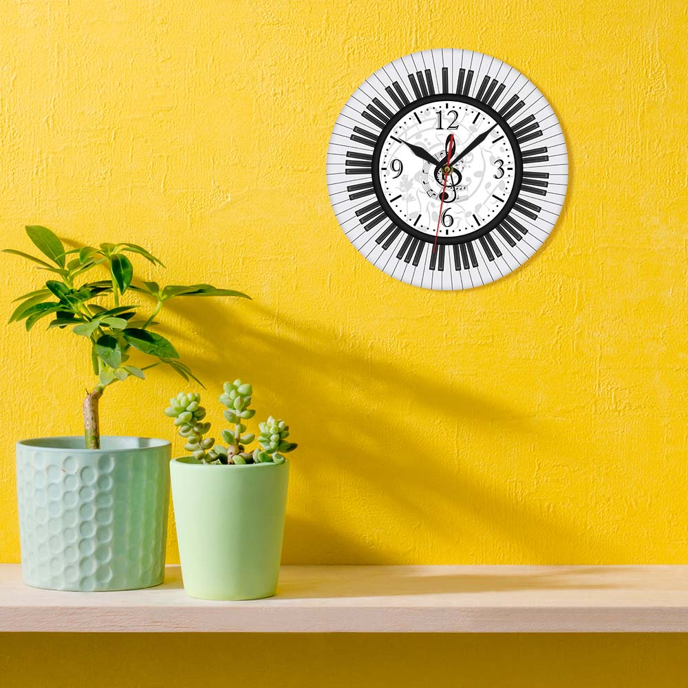 Piano Key Treble Clef Wall Clock