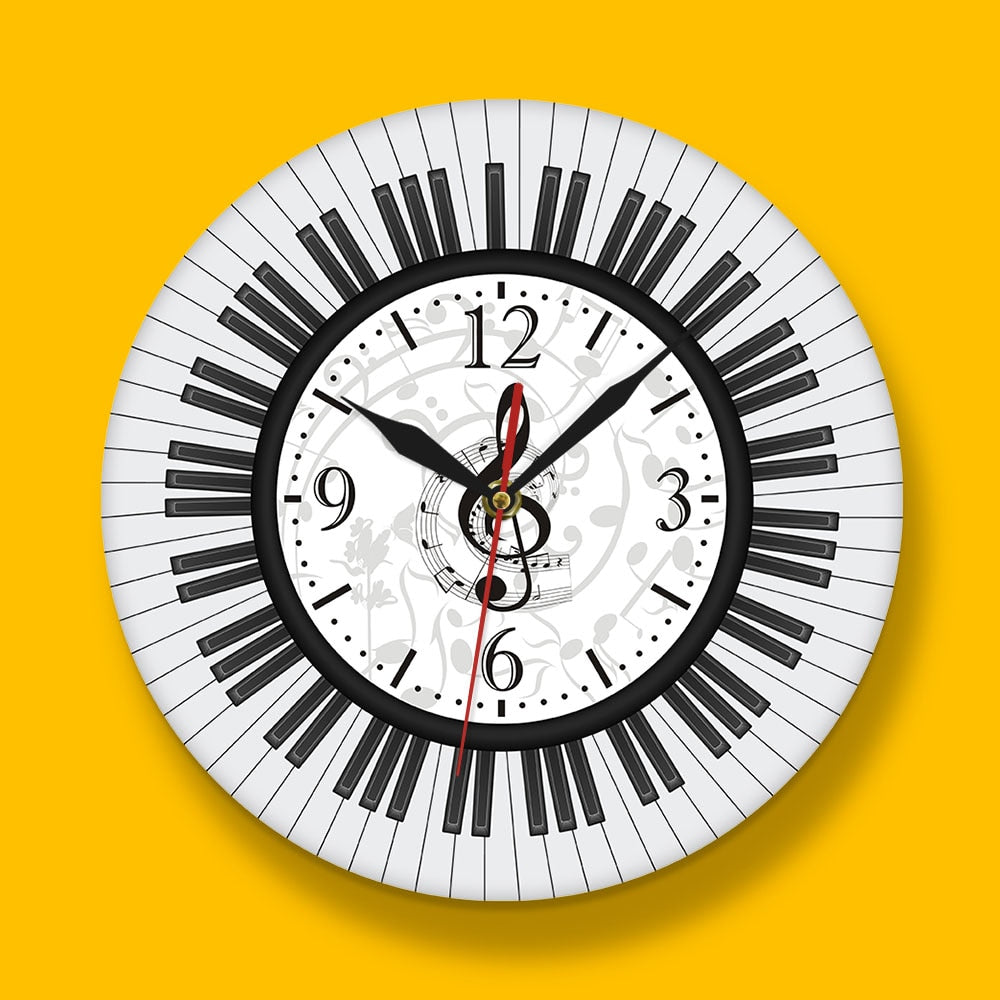 Piano Key Treble Clef Wall Clock